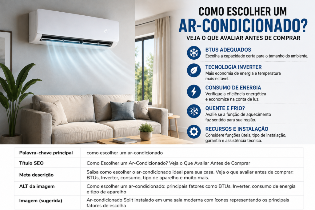 Como escolher um ar-condicionado considerando BTUs, tecnologia Inverter e consumo de energia