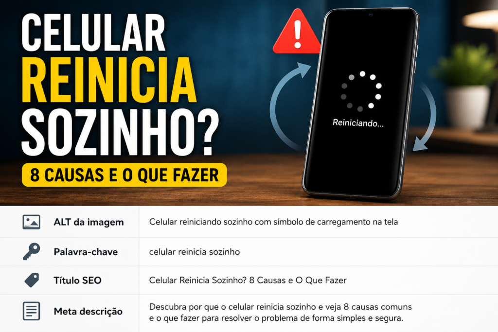 Celular reinicia sozinho mostrando aparelho reiniciando e possíveis causas do problema