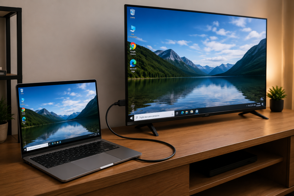 como conectar notebook na tv
