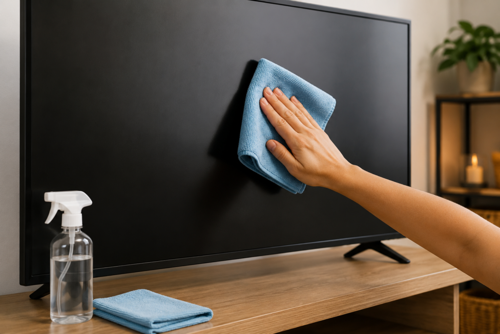 como limpar a tela da tv