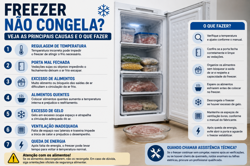 Freezer não congela com principais causas do problema e o que fazer