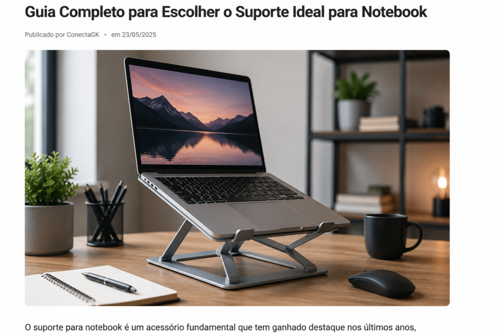 suporte para notebook com notebook apoiado